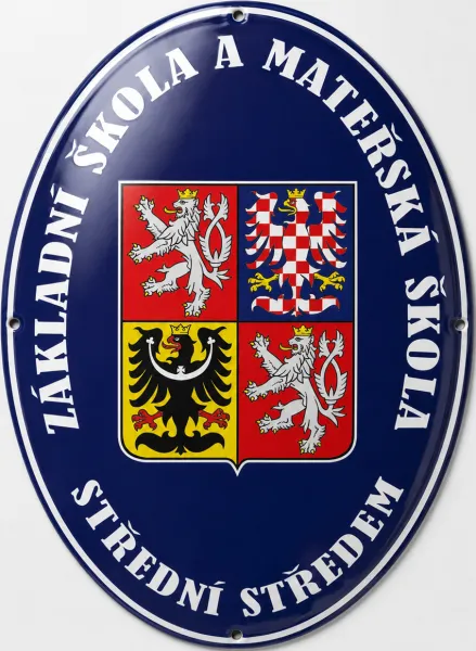 Smaltovaná cedule pro školu (školku) v oválu A15-skola 2